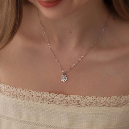 Memorial Jewelry - Teardrop Fingerprint Necklace - Actual Fingerprint Jewelry - Handwriting Necklace - Memroial Gift for Her