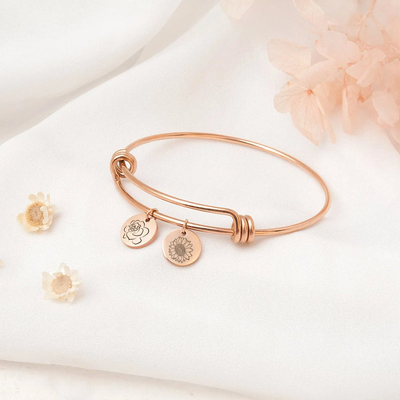 Friendship Bracelet with Small Flower Charms - Birth Flower Bracelet Personalized - Birth Flower Jewelry