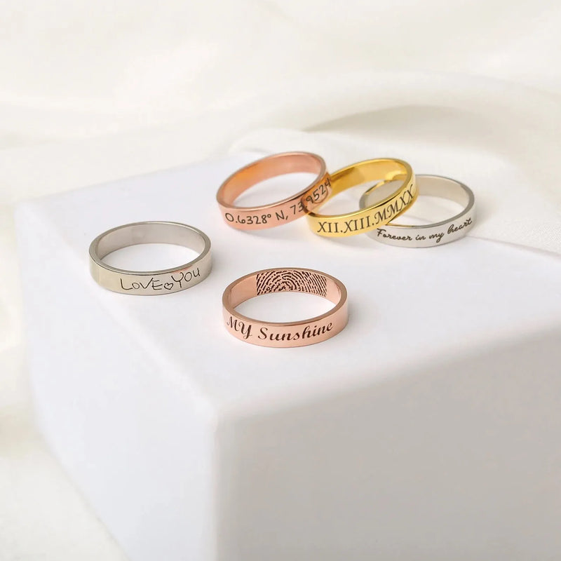 Coordinate Ring - Coordinate Ring Sterling Silver - Latitude Longitude Ring Custom - Coordinates Stackable Band Ring Boyfriend Gift