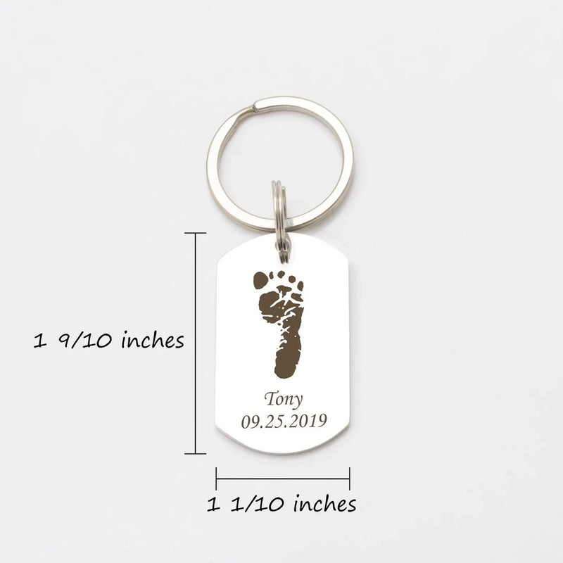 New Dad Gift from Wife - Footprint Keychain - Custom Keychain - Baby Footprint Keychain with Name - Dad Keychain - First Fathers Day Gift