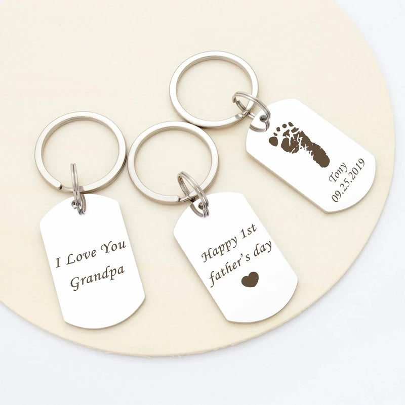 New Dad Gift from Wife - Footprint Keychain - Custom Keychain - Baby Footprint Keychain with Name - Dad Keychain - First Fathers Day Gift