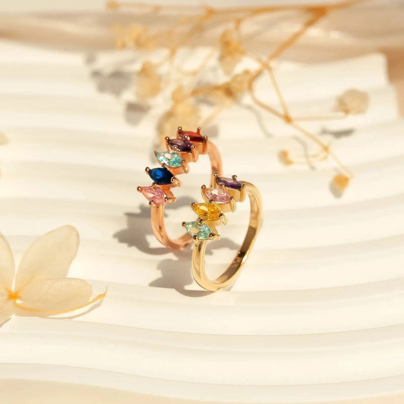 Mothers Ring with Birthstone 2, 3, 4 , 5 Stones - Custom Multi-stone Rings - Family Birthstone Ring Grandmother Ring - Mothers Day Gifts