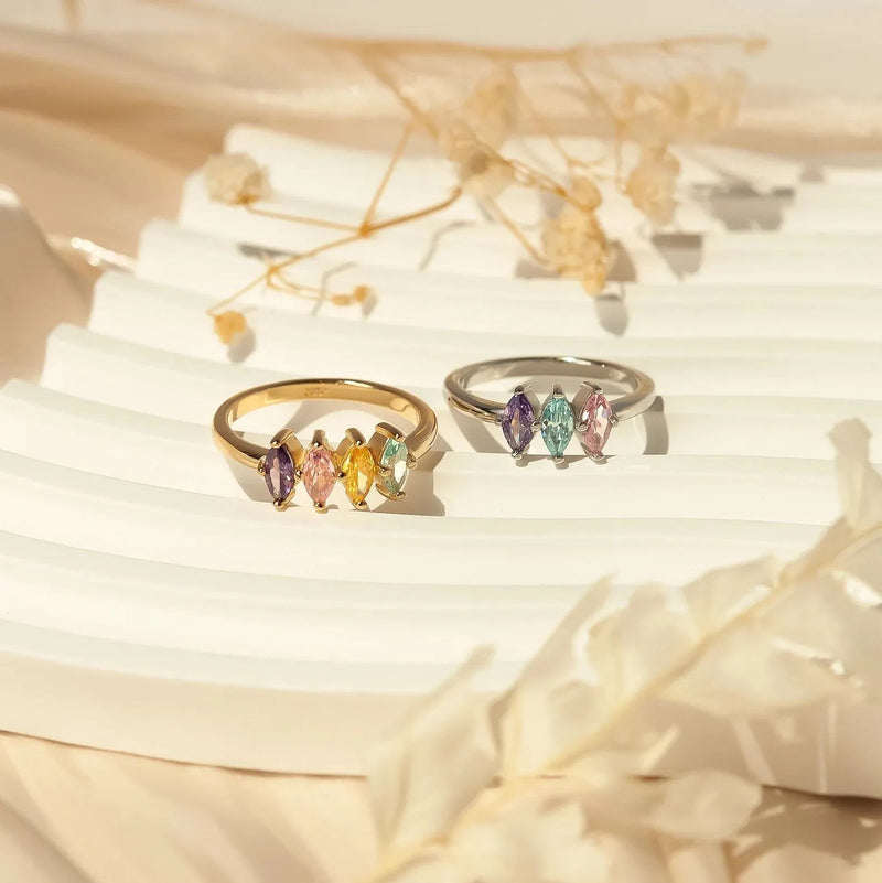 Mothers Ring with Birthstone 2, 3, 4 , 5 Stones - Custom Multi-stone Rings - Family Birthstone Ring Grandmother Ring - Mothers Day Gifts