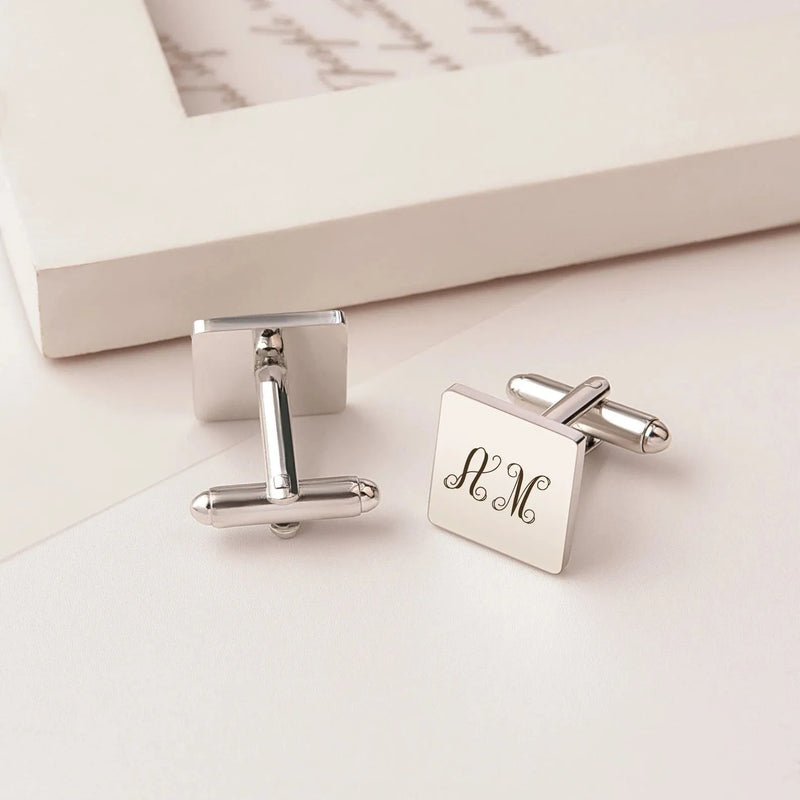 Gold Cufflinks - Engraved Monogram Letter Cufflink - Personalised Cufflinks Initial Design - Name Cufflinks - Groomsman Gift