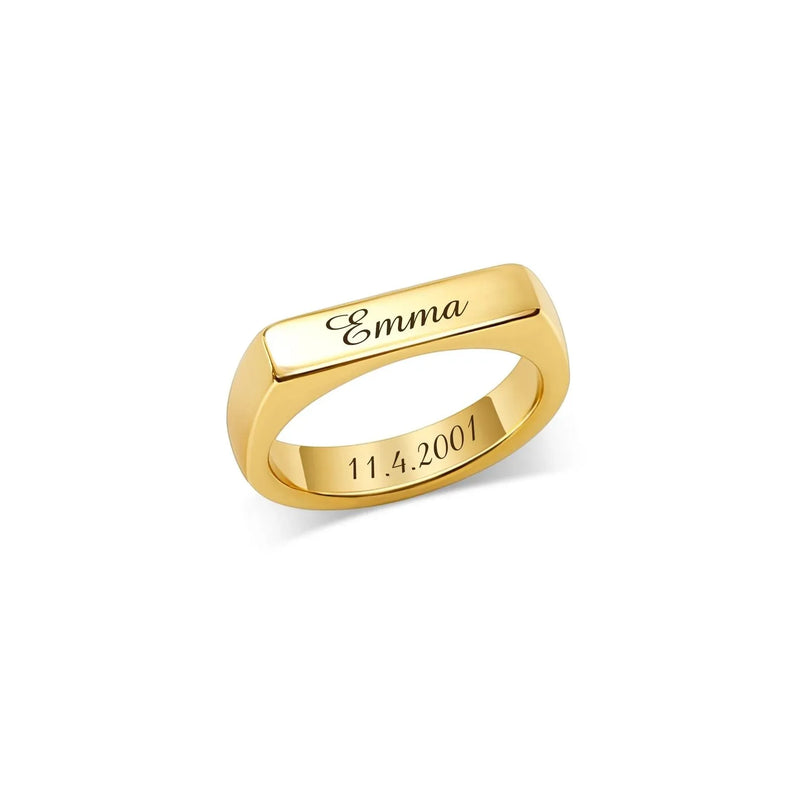 Mothers Day Gifts - Personalized Name Ring - Custom Horizontal Bar Ring - Engraved Name Ring Modern Bar Ring - Stackable Rings Gift for Mom