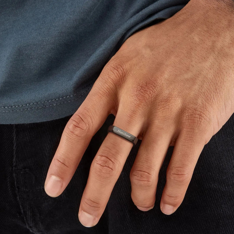 Mothers Day Gifts - Personalized Name Ring - Custom Horizontal Bar Ring - Engraved Name Ring Modern Bar Ring - Stackable Rings Gift for Mom