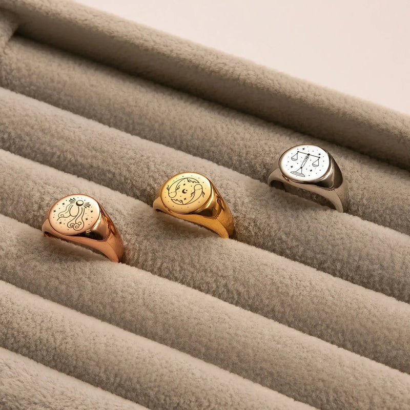 Zodiac Ring - Signet Ring Men - Zodiac Signet Ring in Silver, Gold, Rose Gold - Scorpio Ring Personalized Birthday Gift for Boyfriend