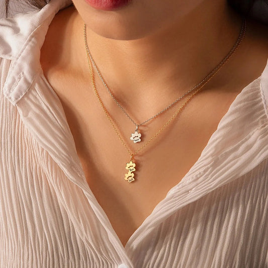 18K Gold Paw Print Name Necklace - Paw Necklace Personalized Pet Name - Mini Pet Paw Pendant Necklace For Pet Mom - Mothers Day Gifts