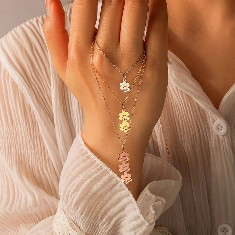 18K Gold Paw Print Name Necklace - Paw Necklace Personalized Pet Name - Mini Pet Paw Pendant Necklace For Pet Mom - Mothers Day Gifts