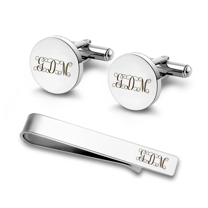 Personalized Name Tie Clip and Cufflink Set - Wedding Gift Tie Clip and Cufflink Set - Monogram Tie Clip With Initial