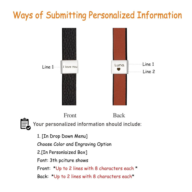 Fathers Day Gift from Wife, Custom Leather Bracelet, Adjustable Cuff Wristband Bracelet Husband Birthday Gift, Leather Wristband Mens Gift