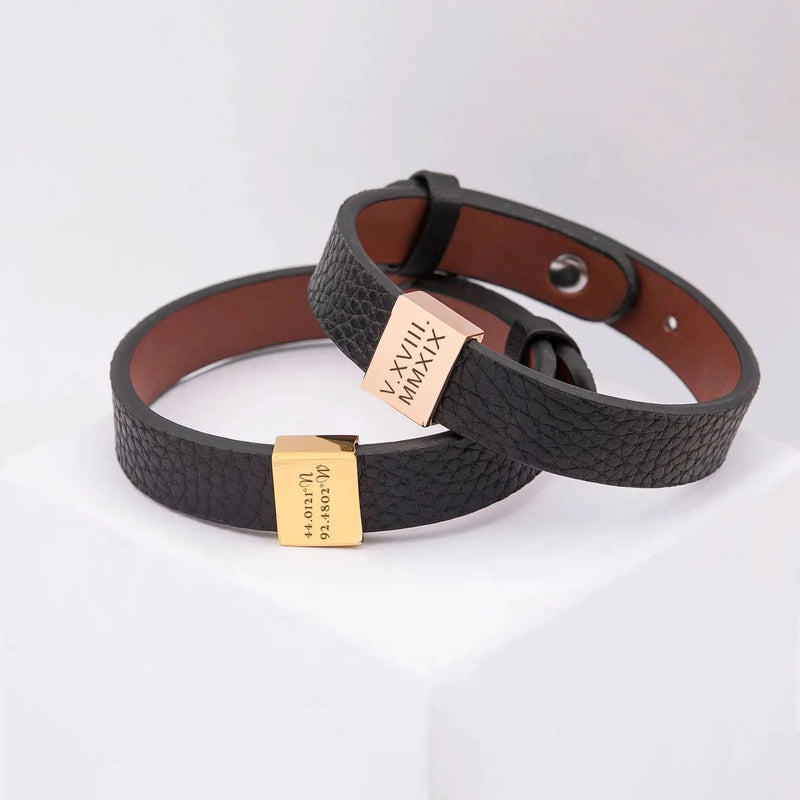 Fathers Day Gift from Wife, Custom Leather Bracelet, Adjustable Cuff Wristband Bracelet Husband Birthday Gift, Leather Wristband Mens Gift