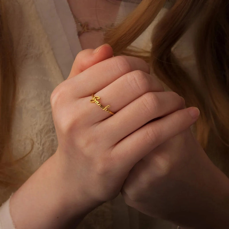 New Mom Gift - Custom Baby Name Ring Sterling Silver - Dainty Name Ring - Personalized Ring - Mothers Day Jewelry Gift For Mom