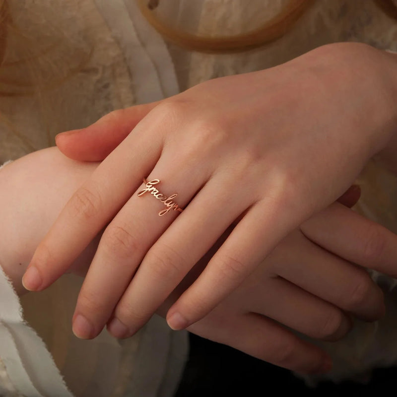 New Mom Gift - Custom Baby Name Ring Sterling Silver - Dainty Name Ring - Personalized Ring - Mothers Day Jewelry Gift For Mom