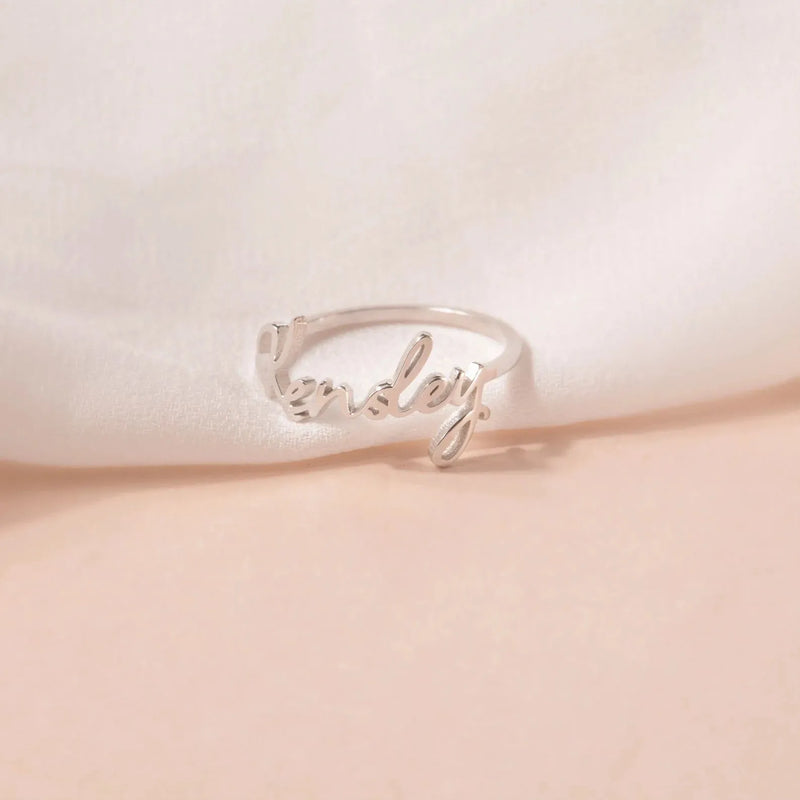 New Mom Gift - Custom Baby Name Ring Sterling Silver - Dainty Name Ring - Personalized Ring - Mothers Day Jewelry Gift For Mom