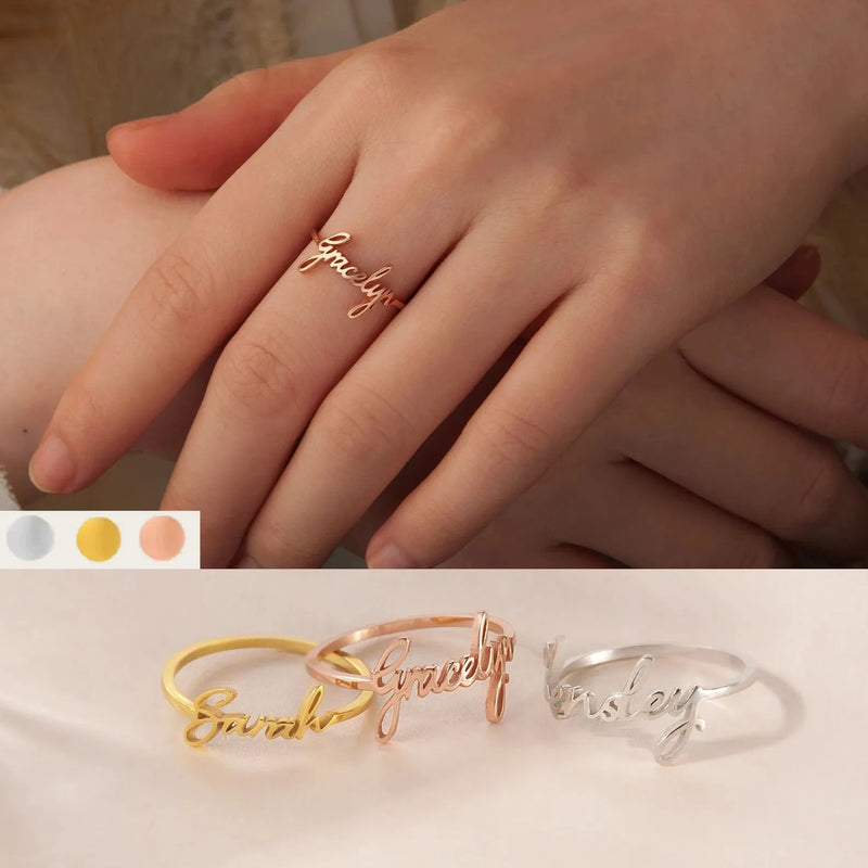 New Mom Gift - Custom Baby Name Ring Sterling Silver - Dainty Name Ring - Personalized Ring - Mothers Day Jewelry Gift For Mom