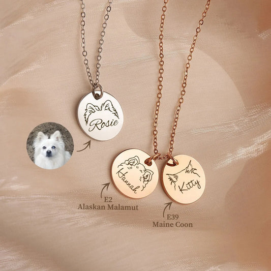 Personalized Pet Jewelry for Women - Engraved Pets Ears Necklace - Dog Necklace Pet Memorial Gift - Custom Actual Pet Ear Necklace with Name