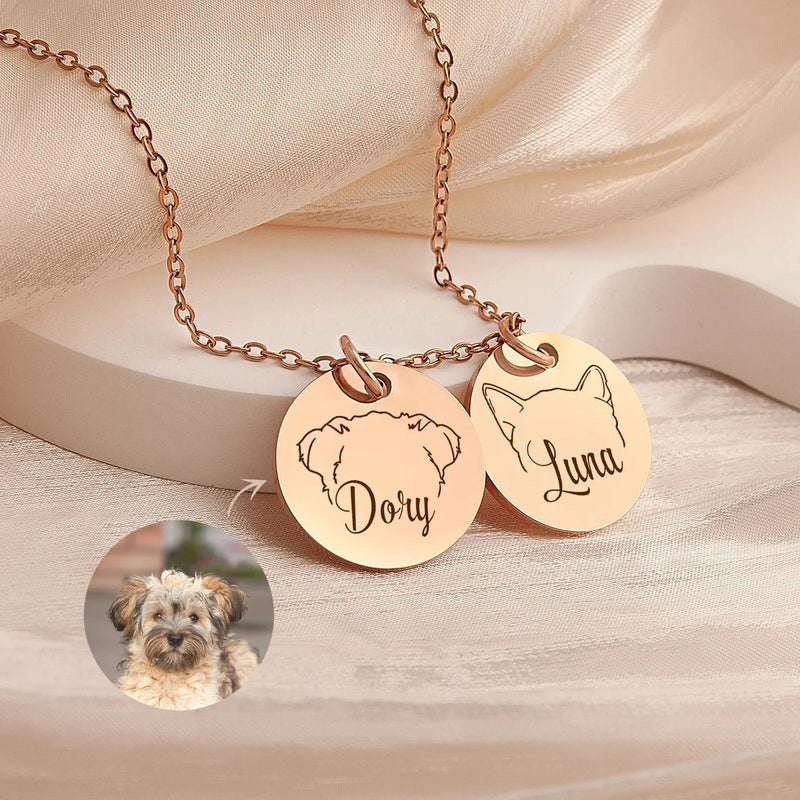 Personalized Pet Jewelry for Women - Engraved Pets Ears Necklace - Dog Necklace Pet Memorial Gift - Custom Actual Pet Ear Necklace with Name