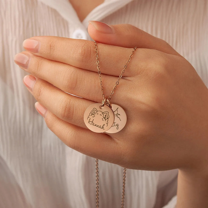 Personalized Pet Jewelry for Women - Engraved Pets Ears Necklace - Dog Necklace Pet Memorial Gift - Custom Actual Pet Ear Necklace with Name