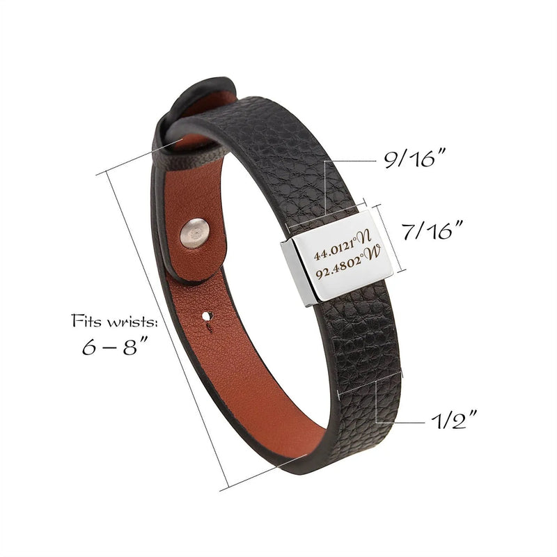 Fathers Day Gift from Daughter • Leather Bracelet Personalized • Custom Engraved Genuine Leather Bracelet • Papa Bracelet • Grandpa Gift