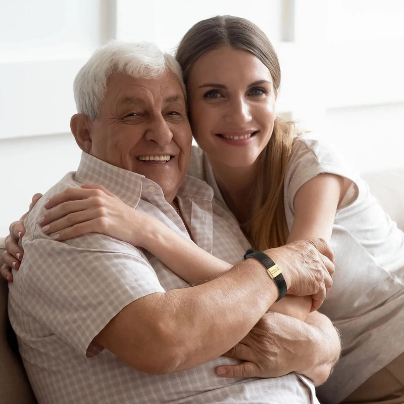 Fathers Day Gift from Daughter • Leather Bracelet Personalized • Custom Engraved Genuine Leather Bracelet • Papa Bracelet • Grandpa Gift