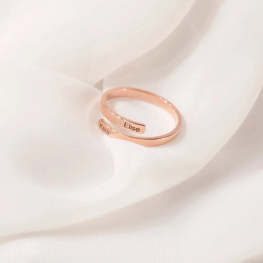 New Mom Gift - Dainty Name Ring - Custom Baby and Mom Name Ring - Personalized Ring - Twist Wrap Ring - First Mothers Day Gift