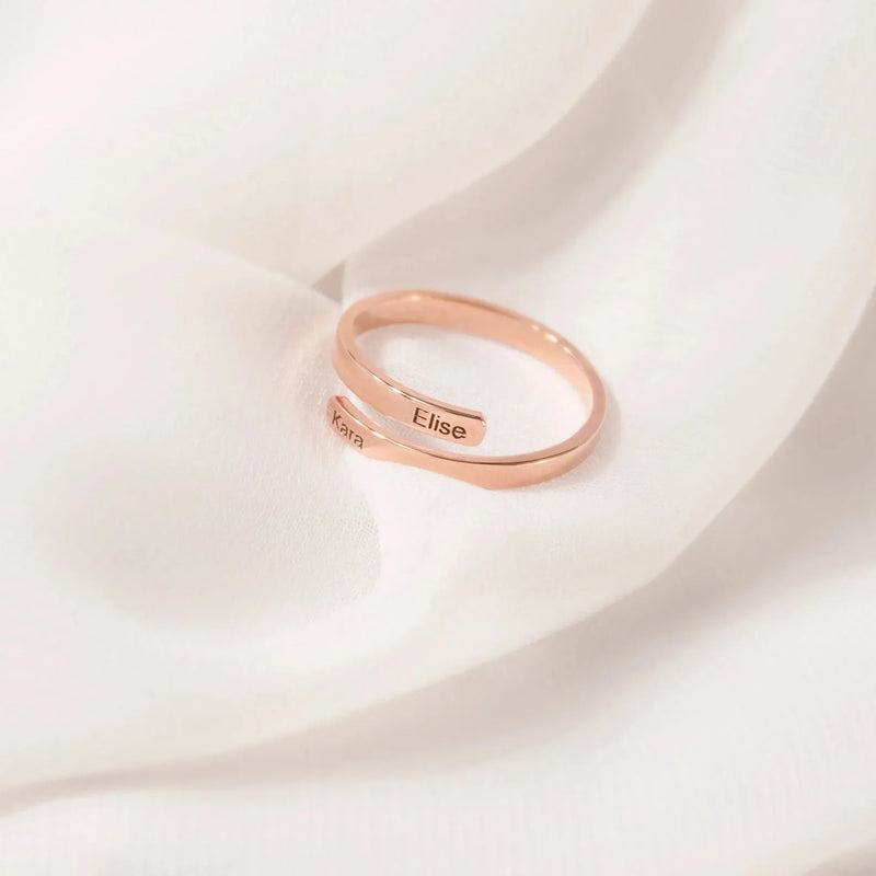 New Mom Gift - Dainty Name Ring - Custom Baby and Mom Name Ring - Personalized Ring - Twist Wrap Ring - First Mothers Day Gift