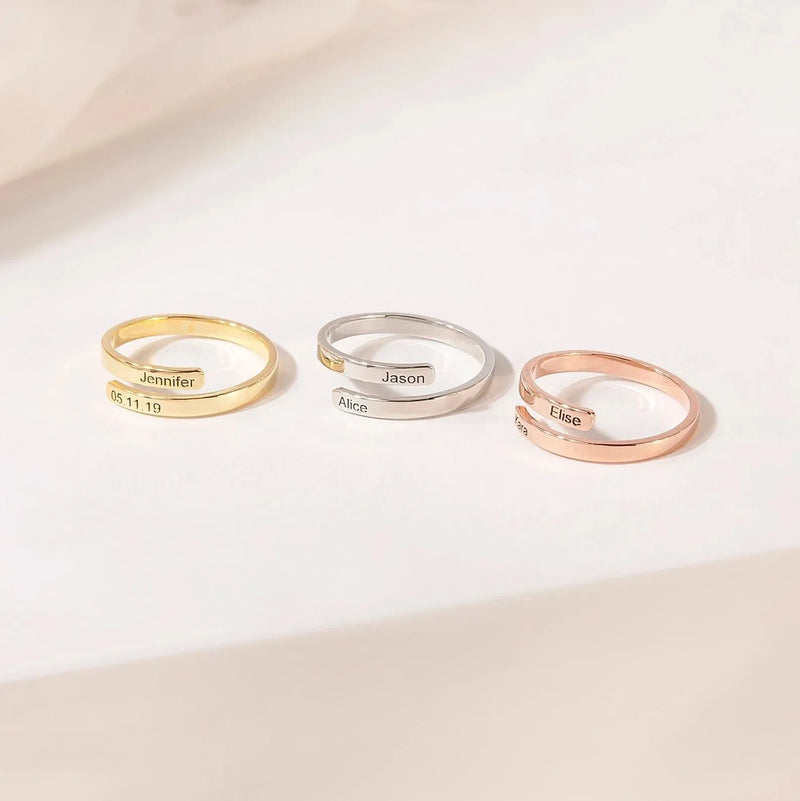 New Mom Gift - Dainty Name Ring - Custom Baby and Mom Name Ring - Personalized Ring - Twist Wrap Ring - First Mothers Day Gift