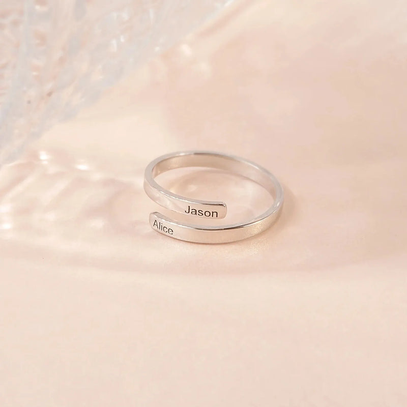 New Mom Gift - Dainty Name Ring - Custom Baby and Mom Name Ring - Personalized Ring - Twist Wrap Ring - First Mothers Day Gift