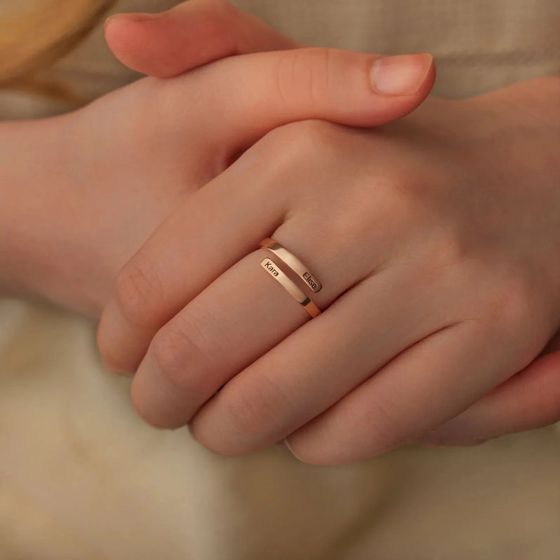 New Mom Gift - Dainty Name Ring - Custom Baby and Mom Name Ring - Personalized Ring - Twist Wrap Ring - First Mothers Day Gift