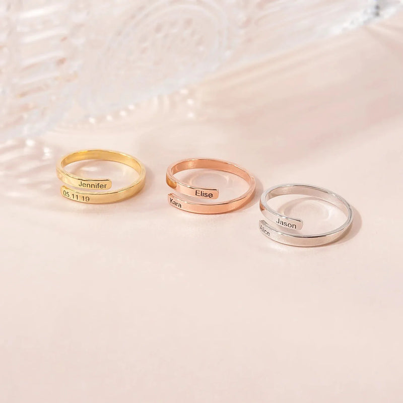 New Mom Gift - Dainty Name Ring - Custom Baby and Mom Name Ring - Personalized Ring - Twist Wrap Ring - First Mothers Day Gift