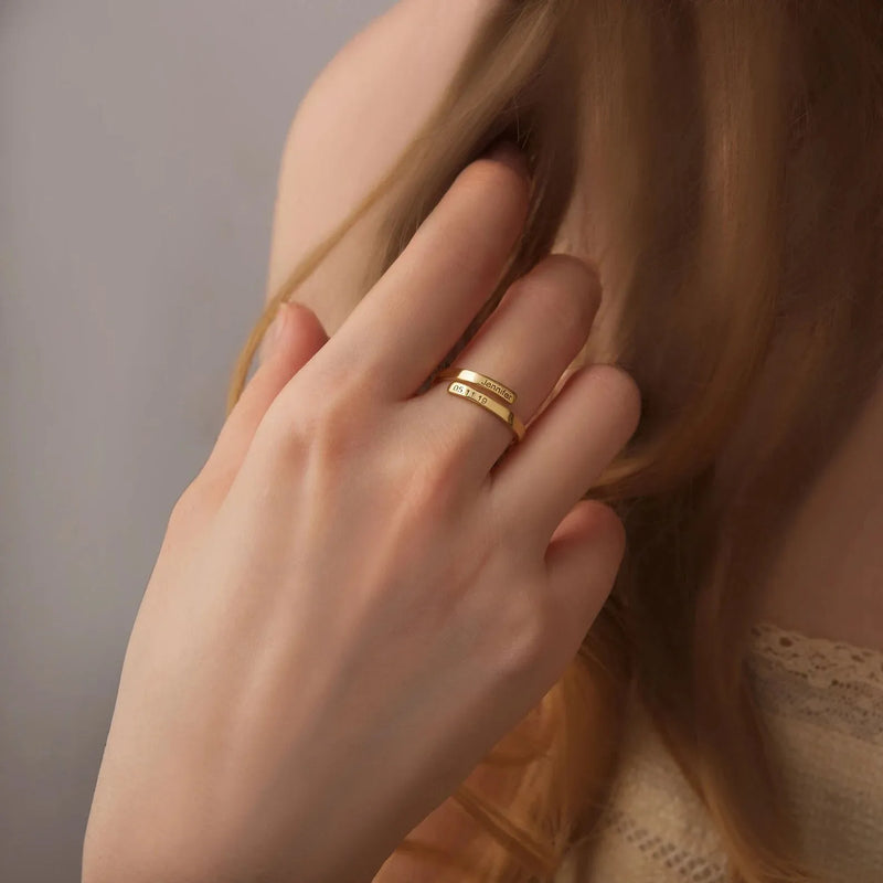 New Mom Gift - Dainty Name Ring - Custom Baby and Mom Name Ring - Personalized Ring - Twist Wrap Ring - First Mothers Day Gift