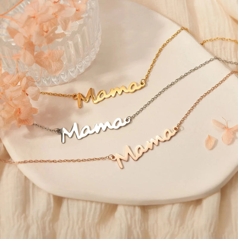Mama Necklace Handmade Personalized Gift from Daughter - Mom Necklace in Gold, Rose Gold Minimalist Jewelry - Mother in Law Gifts