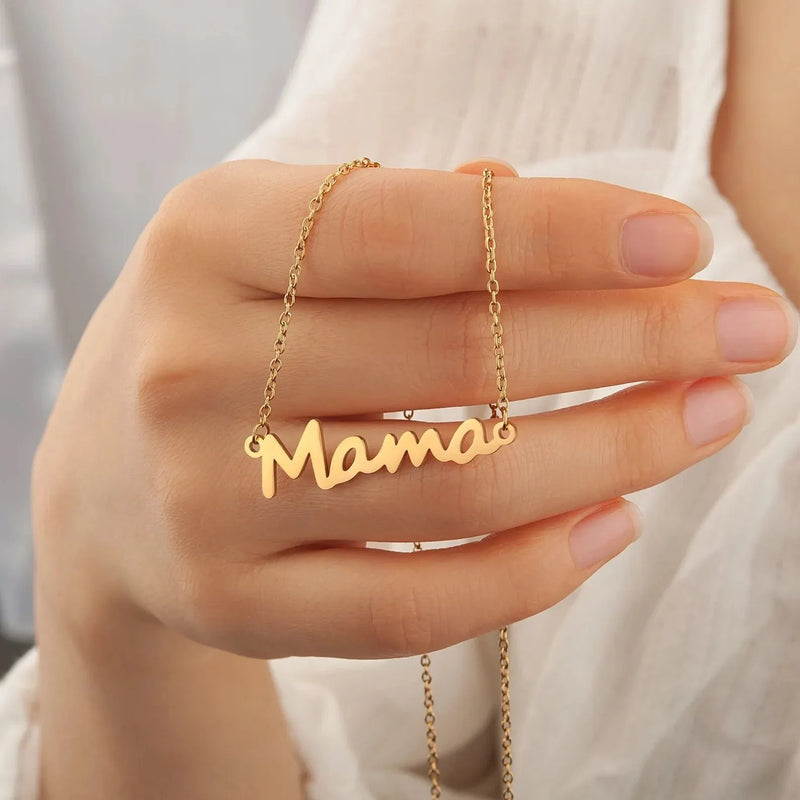 Mama Necklace Handmade Personalized Gift from Daughter - Mom Necklace in Gold, Rose Gold Minimalist Jewelry - Mother in Law Gifts