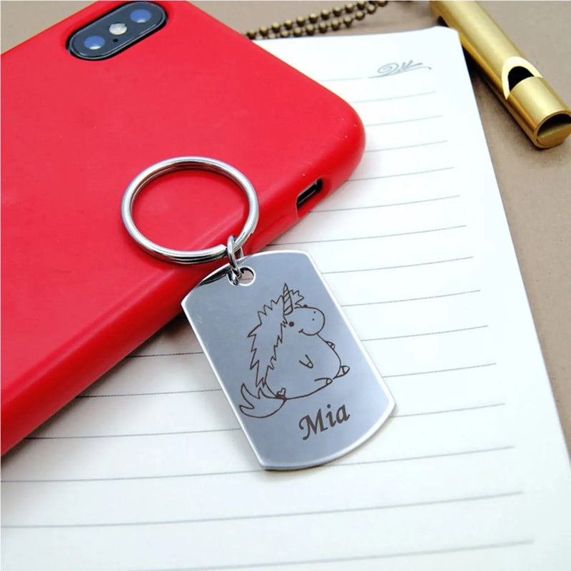 Fathers Day Gift from Kids - Custom Actual Kids Drawing Keychain - Engraved Drawing Keychain - Dad Gift Grandpa Gift