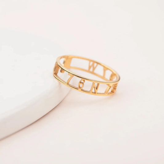 Personalized Ring - 925 Sterling Silver Ring - Cutout Date Rings - Roman Numerals Ring Minimalist Jewelry - Gifts for Sister