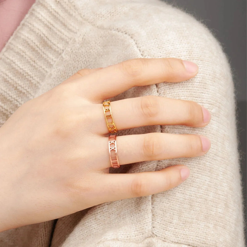 Personalized Ring - 925 Sterling Silver Ring - Cutout Date Rings - Roman Numerals Ring Minimalist Jewelry - Gifts for Sister