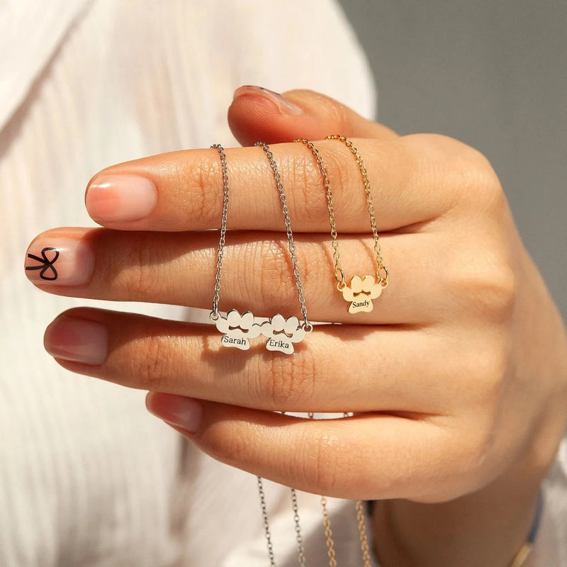 Personalized Paw Print Necklace - Mini Paw Print Name Necklace 925 Sterling Silver - Custom Pet Name Necklace - Mothers Day Gift for Dog Mom