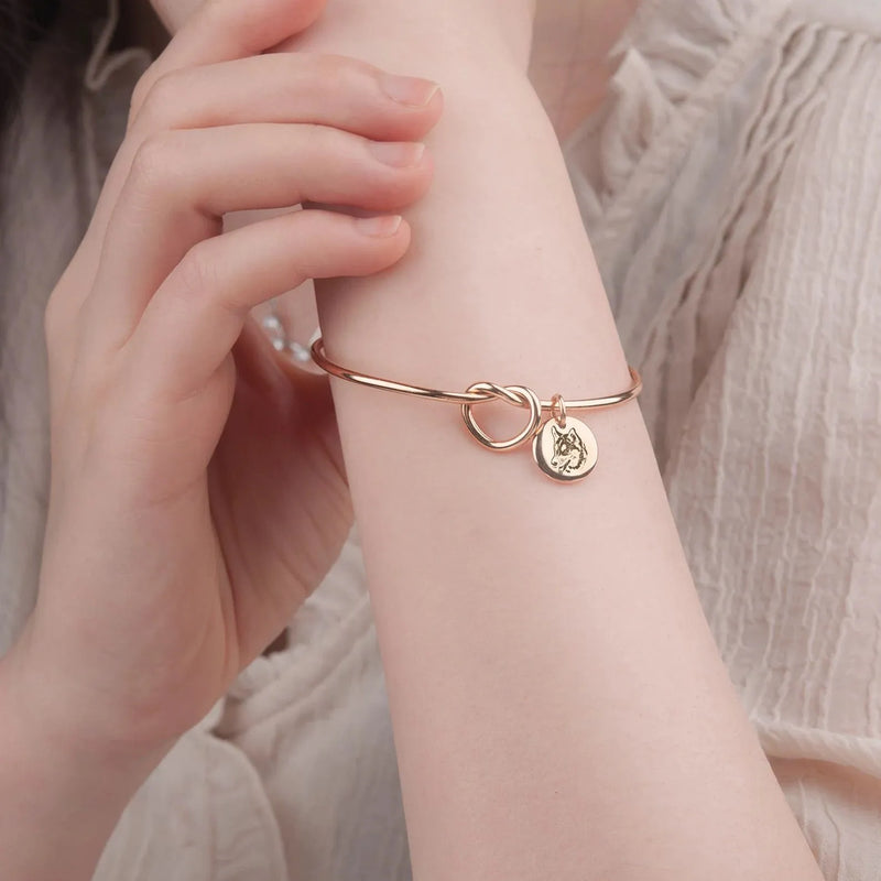 Pet Portrait Bracelet Custom - Pet Bracelet Memorial - Pet Knot Bracelet With Charms - Pet Lover Gift - Birthday Gifts for Daughter