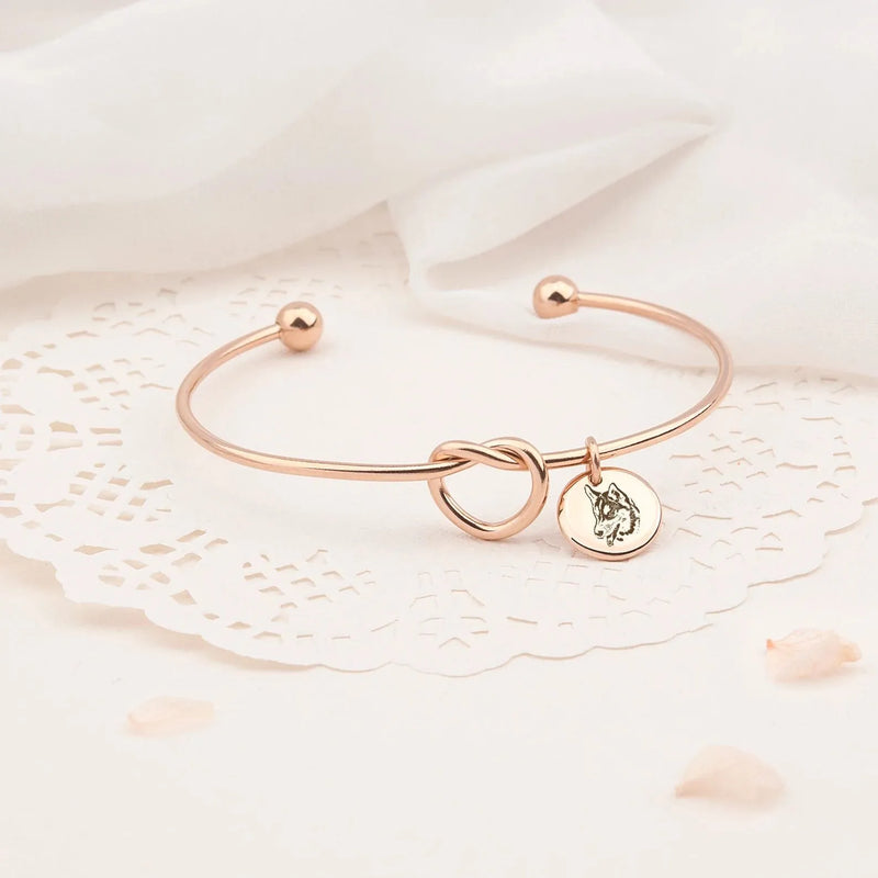 Pet Portrait Bracelet Custom - Pet Bracelet Memorial - Pet Knot Bracelet With Charms - Pet Lover Gift - Birthday Gifts for Daughter