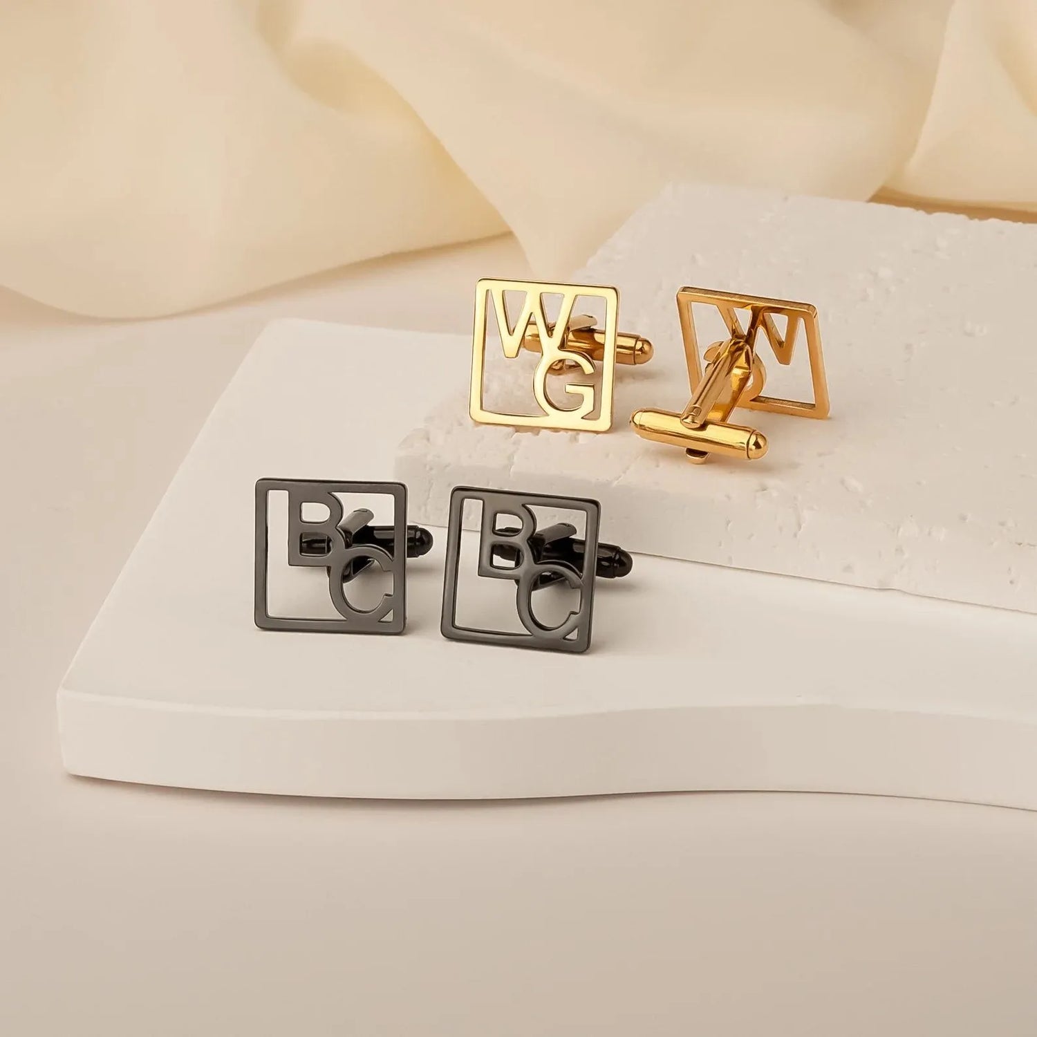 Custom Initial Cufflinks for Men - Name Cufflinks - Stainless Steel Cufflinks - Personalized Cufflinks for Him - Gift For Dad