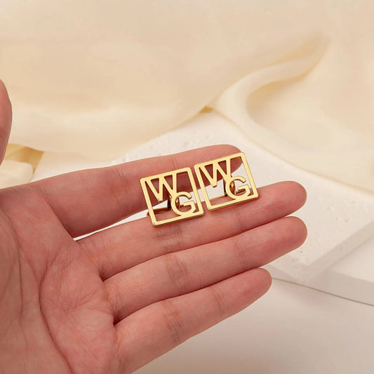 Custom Initial Cufflinks for Men - Name Cufflinks - Stainless Steel Cufflinks - Personalized Cufflinks for Him - Gift For Dad