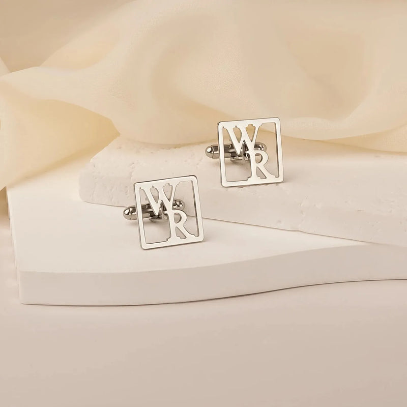 Custom Initial Cufflinks for Men - Name Cufflinks - Stainless Steel Cufflinks - Personalized Cufflinks for Him - Gift For Dad