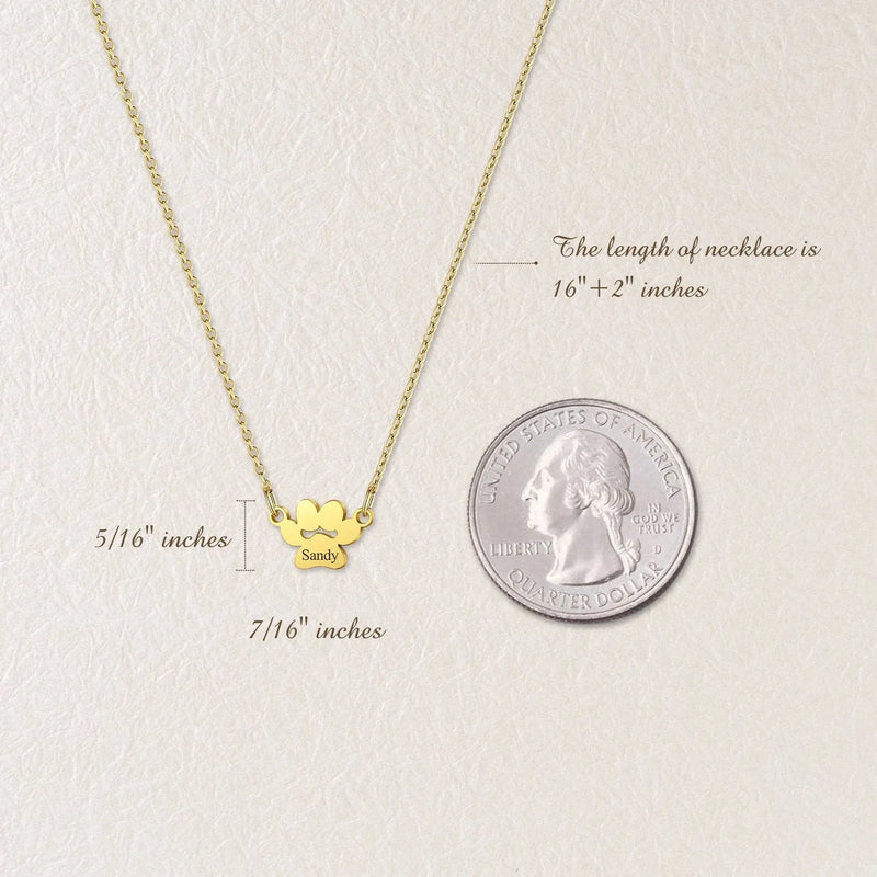 Personalized Paw Print Necklace - Mini Paw Print Name Necklace 925 Sterling Silver - Custom Pet Name Necklace - Mothers Day Gift for Dog Mom