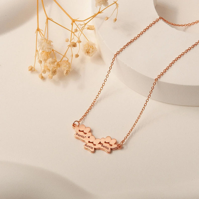 Personalized Paw Print Necklace - Mini Paw Print Name Necklace 925 Sterling Silver - Custom Pet Name Necklace - Mothers Day Gift for Dog Mom