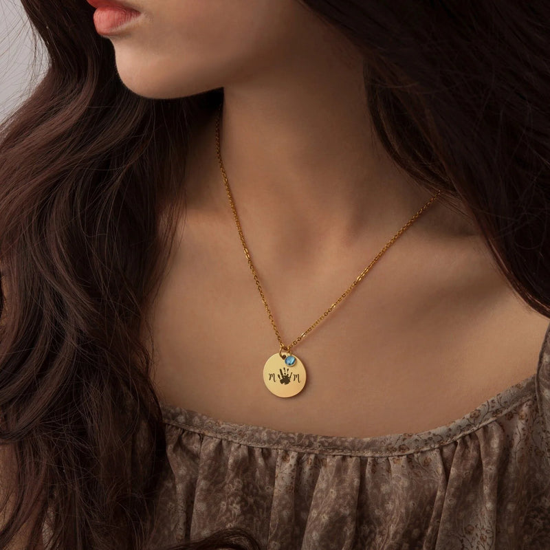 New Mom Gift - Mom Necklace - Mothers Day Handprint Necklace Custom - Baby Handprint Mothers Day Necklace - Personalized Mothers Day Gifts