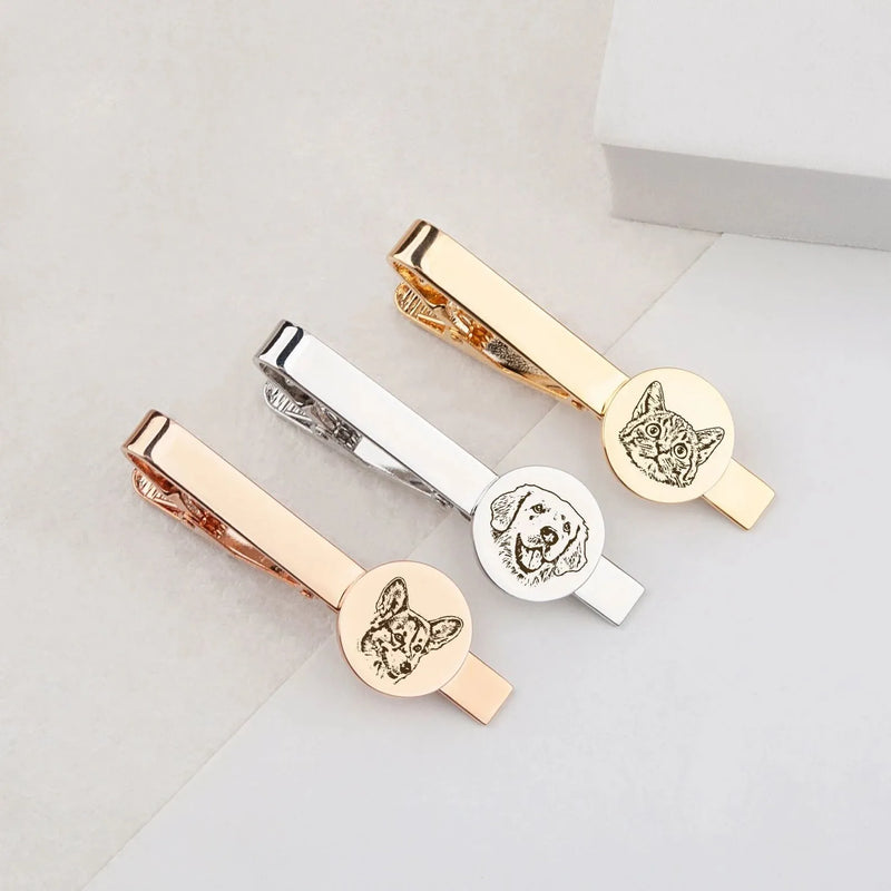 Wedding Gift for Groom - Dog Tie clip - Custom Tie Clip - Tie Clip Personalize Pet Portrait -Engraved Tie Bar -Logo Tie Clip