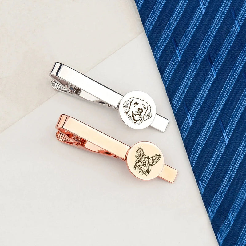 Wedding Gift for Groom - Dog Tie clip - Custom Tie Clip - Tie Clip Personalize Pet Portrait -Engraved Tie Bar -Logo Tie Clip