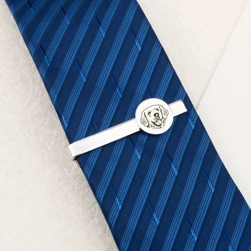 Wedding Gift for Groom - Dog Tie clip - Custom Tie Clip - Tie Clip Personalize Pet Portrait -Engraved Tie Bar -Logo Tie Clip