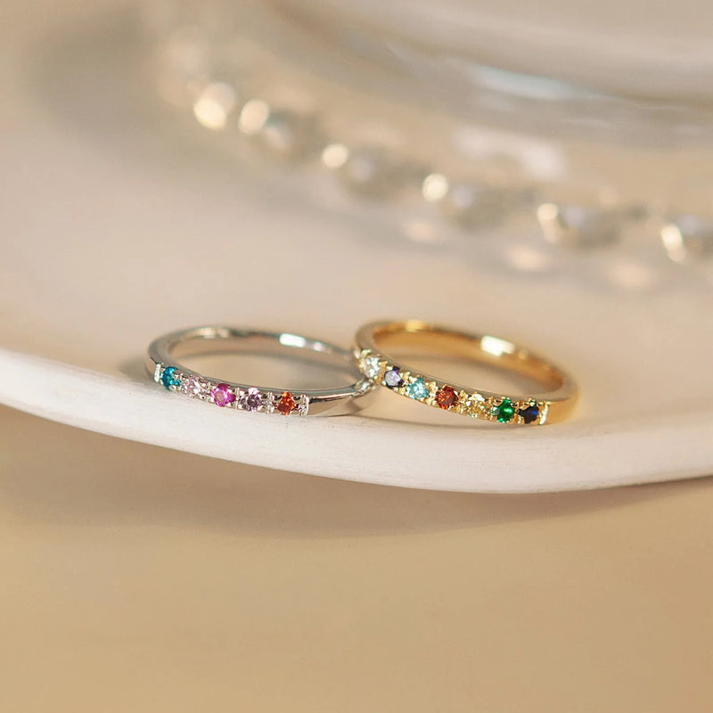 Rings for Women - Birthstone Ring Gold - Dainty Birthstone Ring - Family Birthstone Mothers Ring - Personalized Mothers Day Gifts